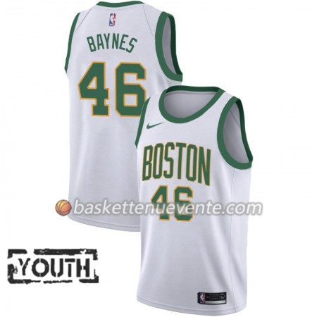 Maillot Basket Boston Celtics Aron Baynes 46 2018-19 Nike City Edition Blanc Swingman - Enfant